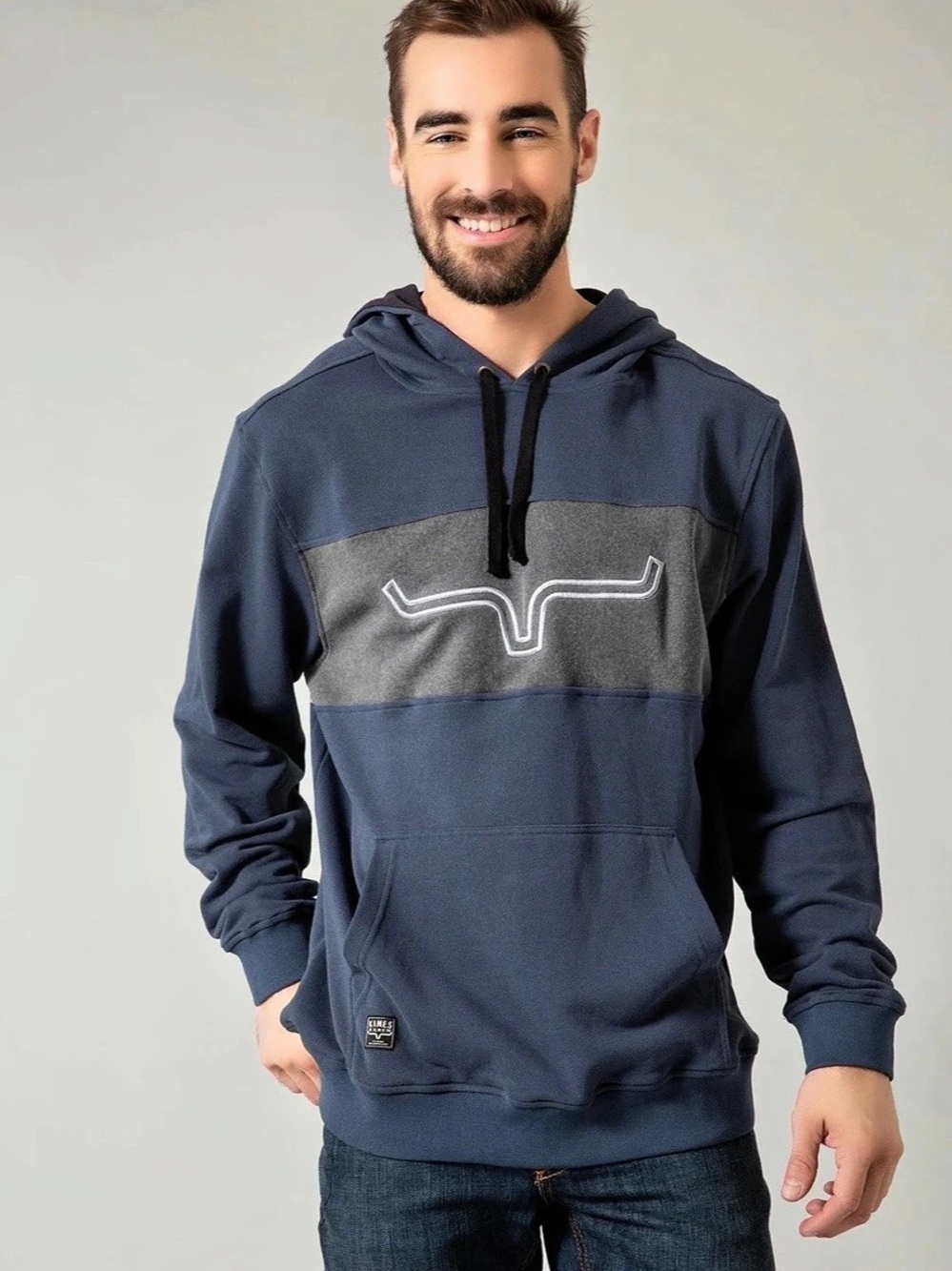 NWT mens kimes Ranch Ripon Hoodie Color Block Blue & Gray SIZE Large